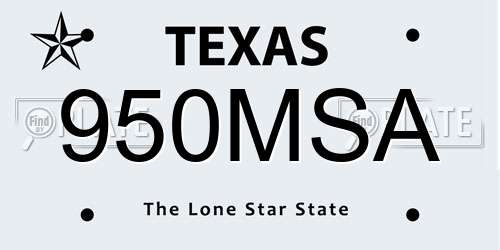 950MSA Texas License Plate