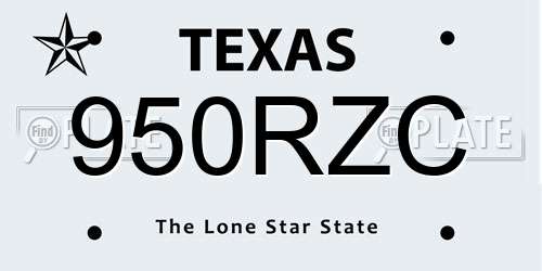 950RZC Texas License Plate