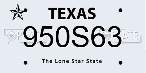 950S63 Texas License Plate