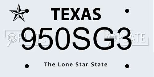 950SG3 Texas License Plate