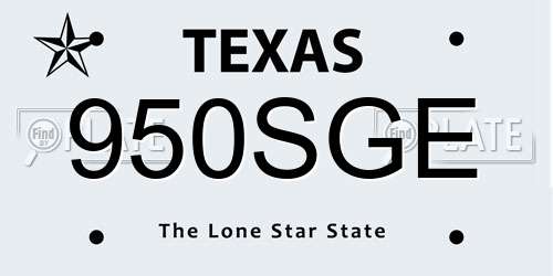 950SGE Texas License Plate