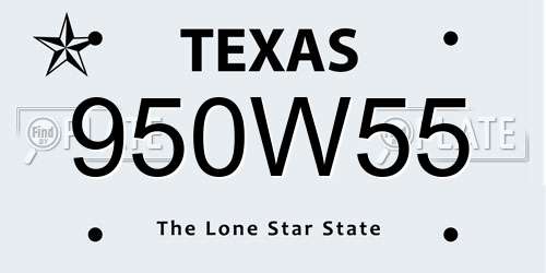 950W55 Texas License Plate