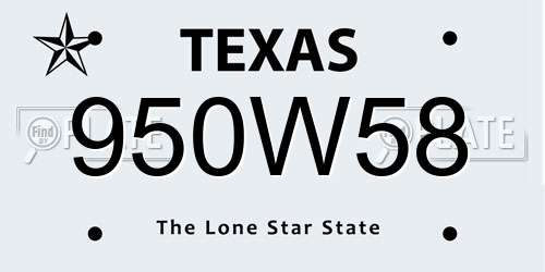 950W58 Texas License Plate