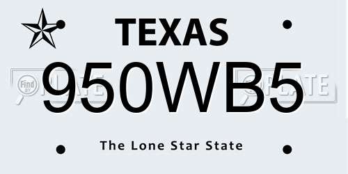 950WB5 Texas License Plate