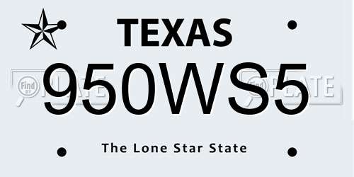 950WS5 Texas License Plate