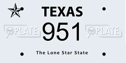 951 Texas License Plate