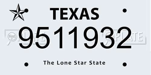 9511932 Texas License Plate