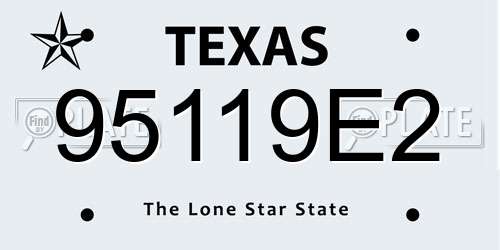 95119E2 Texas License Plate