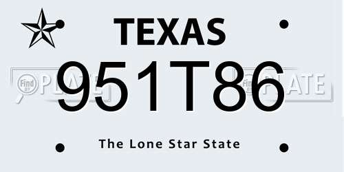 951T86 Texas License Plate
