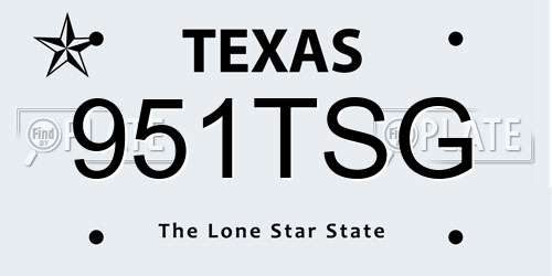 951TSG Texas License Plate