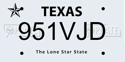 951VJD Texas License Plate