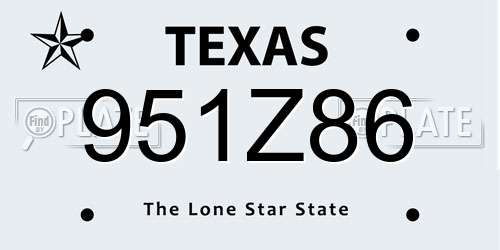 951Z86 Texas License Plate