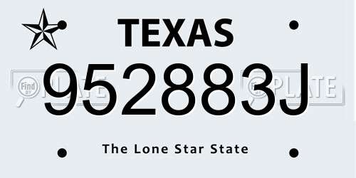 952883J Texas License Plate