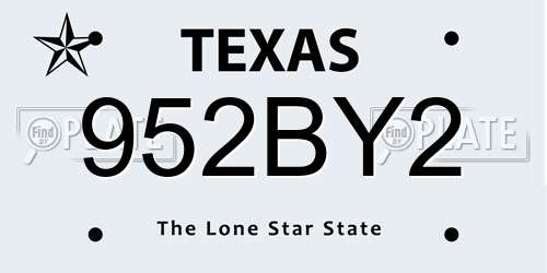 952BY2 Texas License Plate