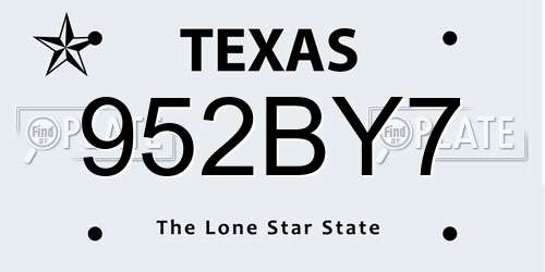 952BY7 Texas License Plate