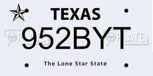 952BYT Texas License Plate