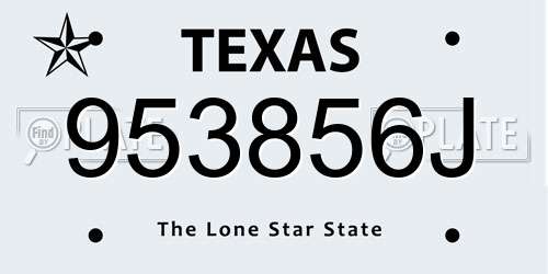 953856J Texas License Plate