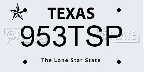 953TSP Texas License Plate