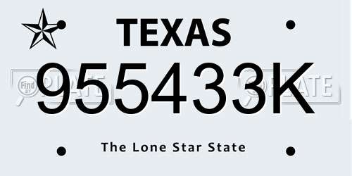 955433K Texas License Plate