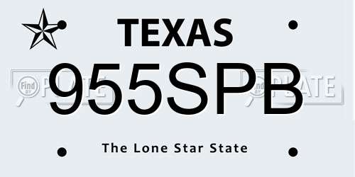 955SPB Texas License Plate