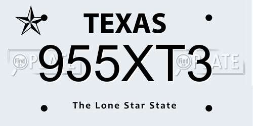 955XT3 Texas License Plate