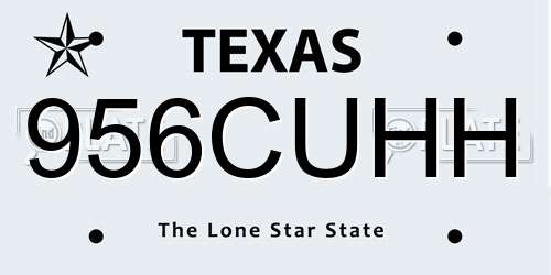 956CUHH Texas License Plate