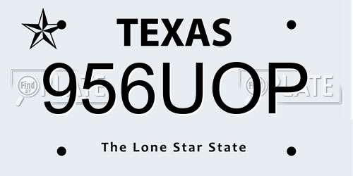 956UOP Texas License Plate