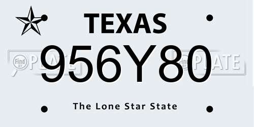 956Y80 Texas License Plate