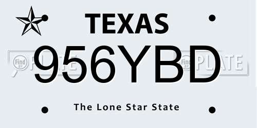 956YBD Texas License Plate