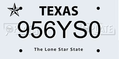 956YS0 Texas License Plate