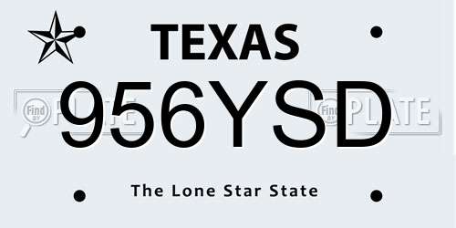 956YSD Texas License Plate