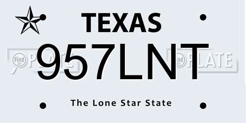 957LNT Texas License Plate