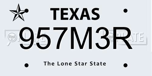 957M3R Texas License Plate