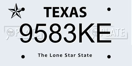 9583KE Texas License Plate