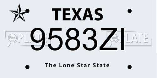 9583ZI Texas License Plate