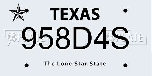 958D4S Texas License Plate
