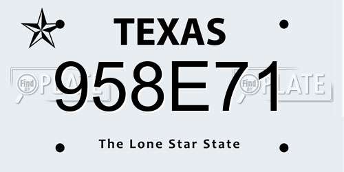 958E71 Texas License Plate