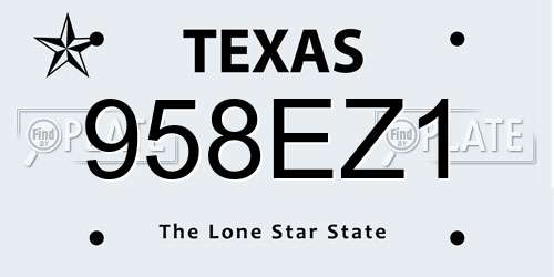 958EZ1 Texas License Plate