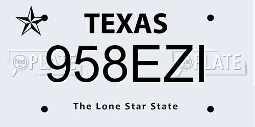 958EZI Texas License Plate