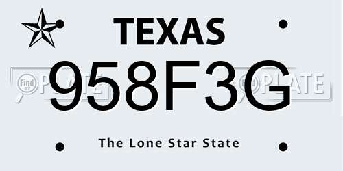 958F3G Texas License Plate