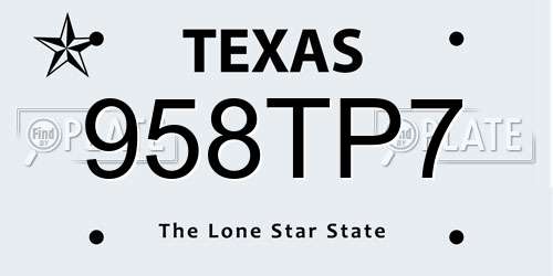 958TP7 Texas License Plate