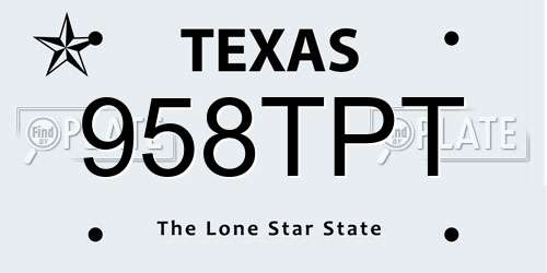 958TPT Texas License Plate