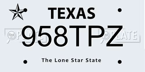 958TPZ Texas License Plate