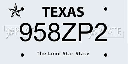 958ZP2 Texas License Plate