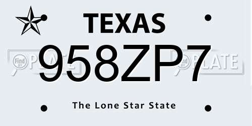 958ZP7 Texas License Plate