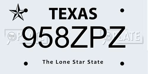 958ZPZ Texas License Plate