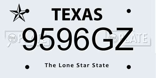 9596GZ Texas License Plate