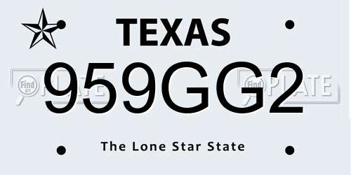 959GG2 Texas License Plate