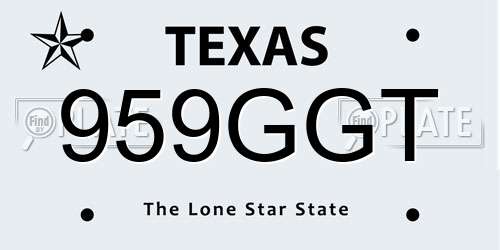 959GGT Texas License Plate