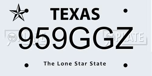 959GGZ Texas License Plate